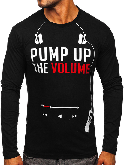 Férfi hosszú ujjú felső mintával fekete színben Bolf 1219