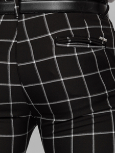 Kockás férfi chino vászonnadrág fekete színben Bolf 0046