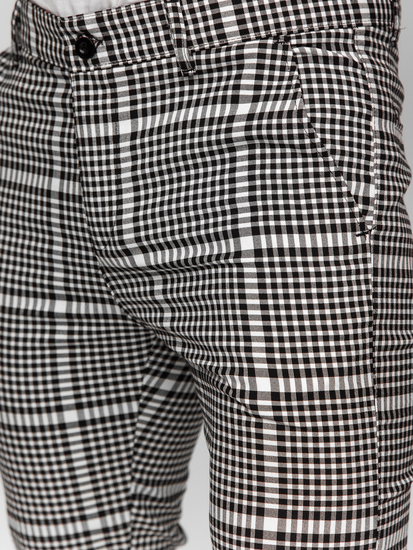 Fekete-fehér férfi kockás elegáns szövetnadrág Bolf 184147