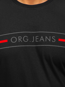 Mintás férfi póló fekete színben Bolf 14802