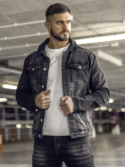 Férfi farmerdzseki fekete színben Bolf 200A