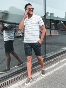 Fehér csíkos férfi póló Bolf 14954A