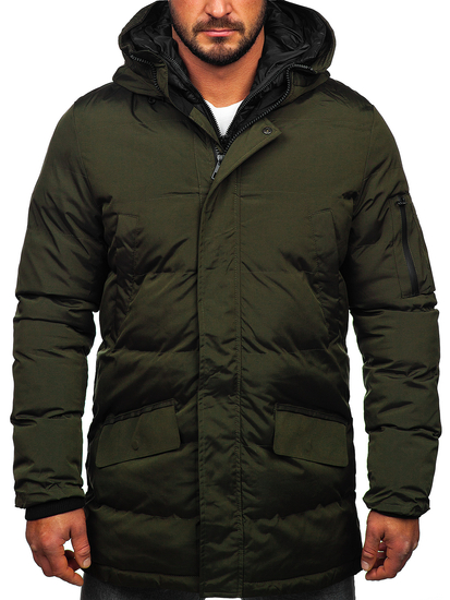 Steppelt téli férfi parka dzseki khaki színben Bolf 5M790