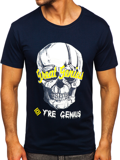 Mintás férfi póló gránátkék színben Bolf Y70012