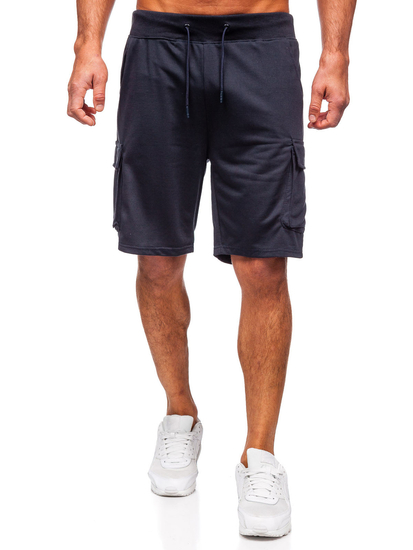 Sötétkék pamut cargo rövidnadrág férfi Bolf 8K1505
