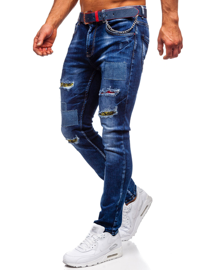 Férfi slim fit farmernadrág övvel gránátkék színben Bolf 80034W0
