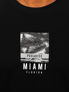 Fekete pamut férfi póló mintával Bolf MPO3500