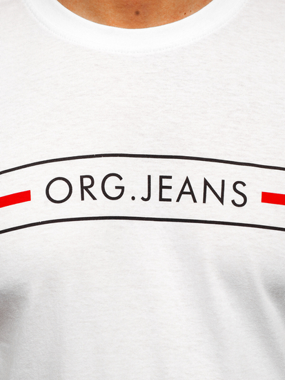 Mintás férfi póló fehér színben Bolf 14802