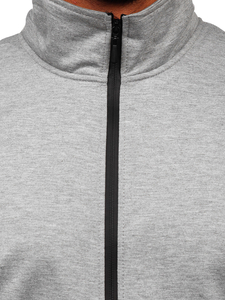 Szürke nyitható kapucni nélküli férfi pulcsi Bolf B069