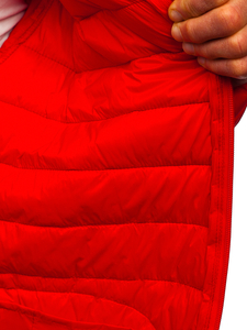 Átmeneti steppelt férfi dzseki piros színben Bolf 13007