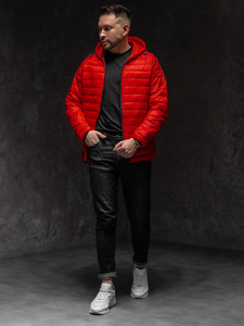 Piros férfi steppelt átmeneti férfi dzseki Bolf 13021A1