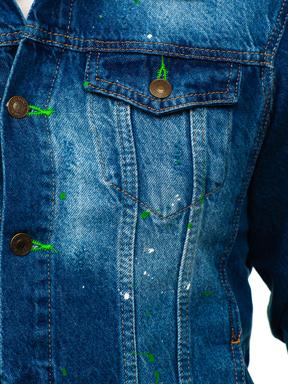 Férfi farmerdzseki kapucnival gránátkék színben Bolf 1-2