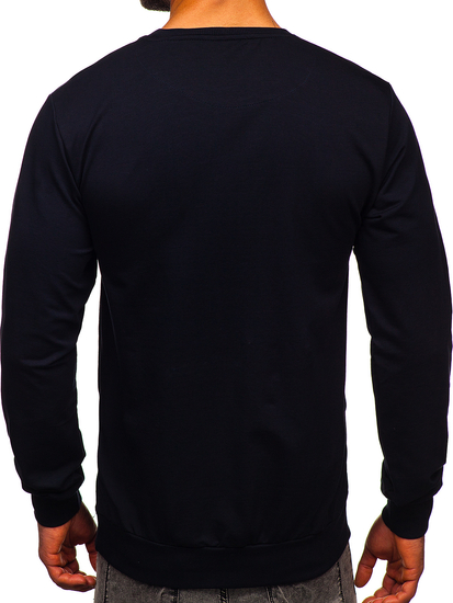 Kapucni nélküli gránátkék férfi pulcsi hímzett 3D-s mintával Bolf 146176