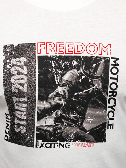 Fehér pamut férfi póló mintával Bolf MPO3475