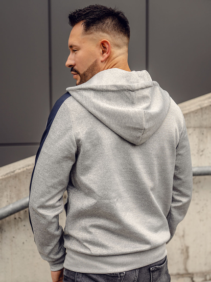 Nyitható szürke színű férfi pulcsi kapucnival Bolf 27B8121