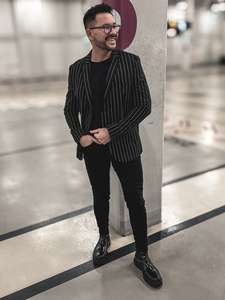 Csikós férfi casual zakó fekete-fehér színben Bolf 1652