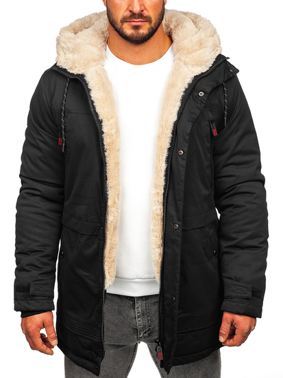 Téli férfi parka fekete színben Bolf 22M51