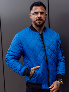 Átmeneti steppelt férfi bomber dzseki kék Bolf MY-01