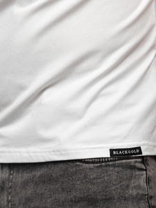 Fehér színű férfi póló strasszköves mintával Bolf MT3037