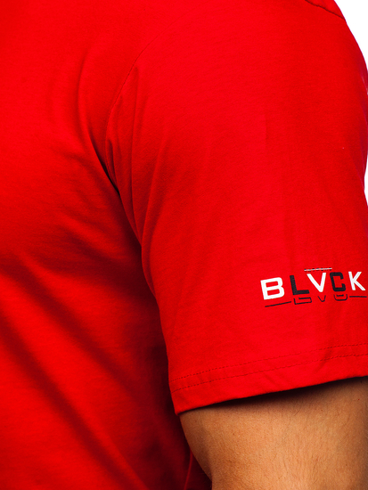 Piros színű férfi pamut póló mintával Bolf 14739