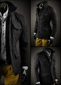 Fekete elegáns steppelt férfi dzseki Bolf 802A