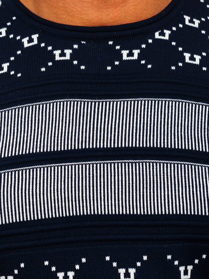 Férfi pulóver gránátkék színben Bolf 1059