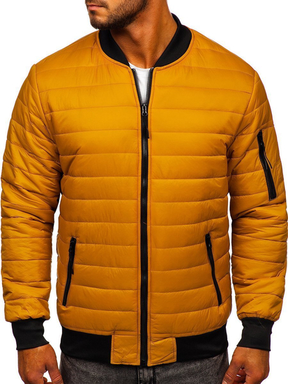 Átmeneti steppelt férfi bomberdzseki camel színben Bolf MY-02A