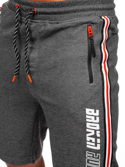 Férfi melegítő rövidnadrág antracit-narancssárga színben Bolf Q3884