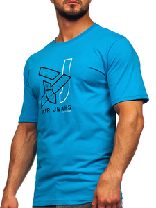 Férfi pamut póló türkiz színben Bolf 14769