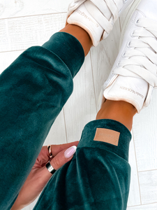 Üvegzöld színű kétrészes velúr női melegítő együttes Bolf 637