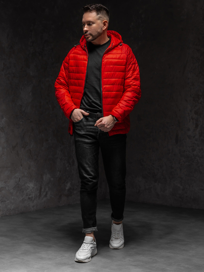 Piros férfi steppelt átmeneti férfi dzseki Bolf 13021A1