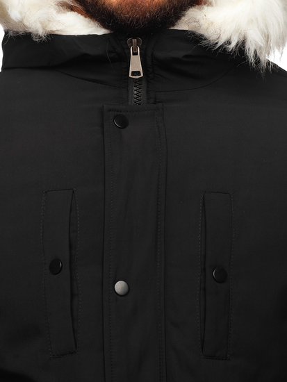Fekete férfi téli parka Bolf JP5832