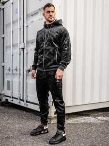 Férfi fekete velúr tréningruha Bolf 3B113A2