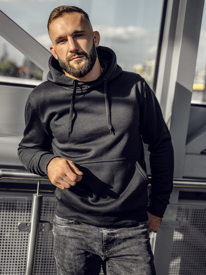 Férfi kapucnis kenguru pulóver fekete Bolf MB001A2