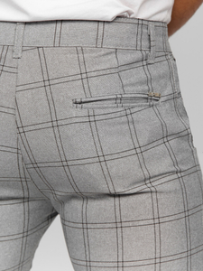 Szürke-fekete szövet férfi kockás chino nadrág 0036