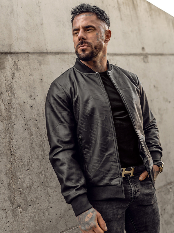 Férfi bomber bőrdzseki fekete színben Bolf 3A65A