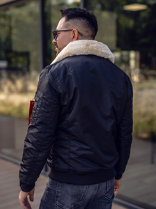 Átmeneti férfi pilóta dzseki fekete Bolf EX1787