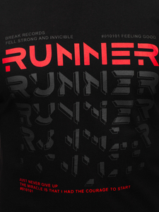 Fekete színű férfi póló nyomattal Bolf 14336