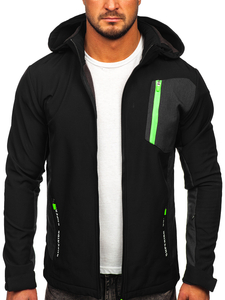 Fekete férfi átmeneti softshell dzseki Bolf HM188