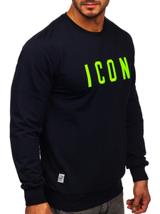 Kapucni nélküli gránátkék férfi pulcsi hímzett 3D-s mintával Bolf 146176