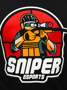 Mintás férfi pamutpóló fekete színben Bolf 143022