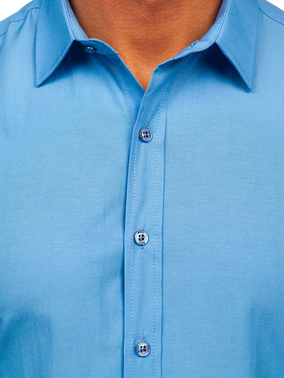 Férfi elegáns hosszú ujjú ing Világos Kék Bolf 1703