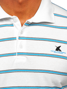 Férfi galléros póló fehér színben Bolf 14954