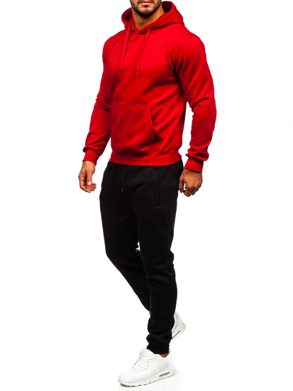 Bordó színű férfi melegítő együttes kenguru típusú kapucnis pulcsival Bolf D002