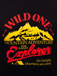 Fekete pamut férfi póló mintával Bolf MPO3484