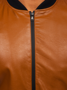 Férfi bomber bőrdzseki barna színben Bolf 6803A