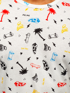 Mintás férfi póló fehér színben Bolf 14924