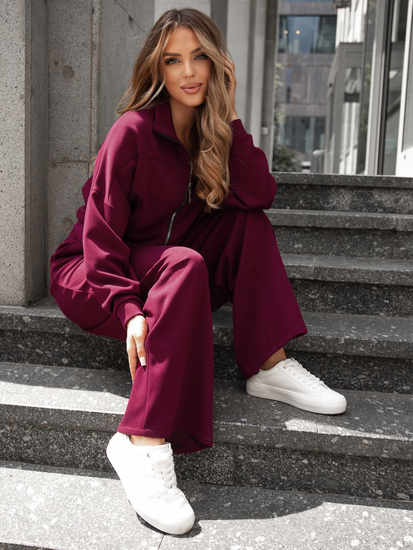 Női két darabos szett cipzárral bordó Bolf 821109