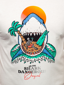 Fehér pamut férfi póló mintával Bolf MPO3460