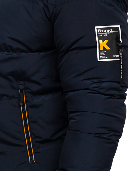 Sötétkék steppelt téli férfidzseki Bolf 6902